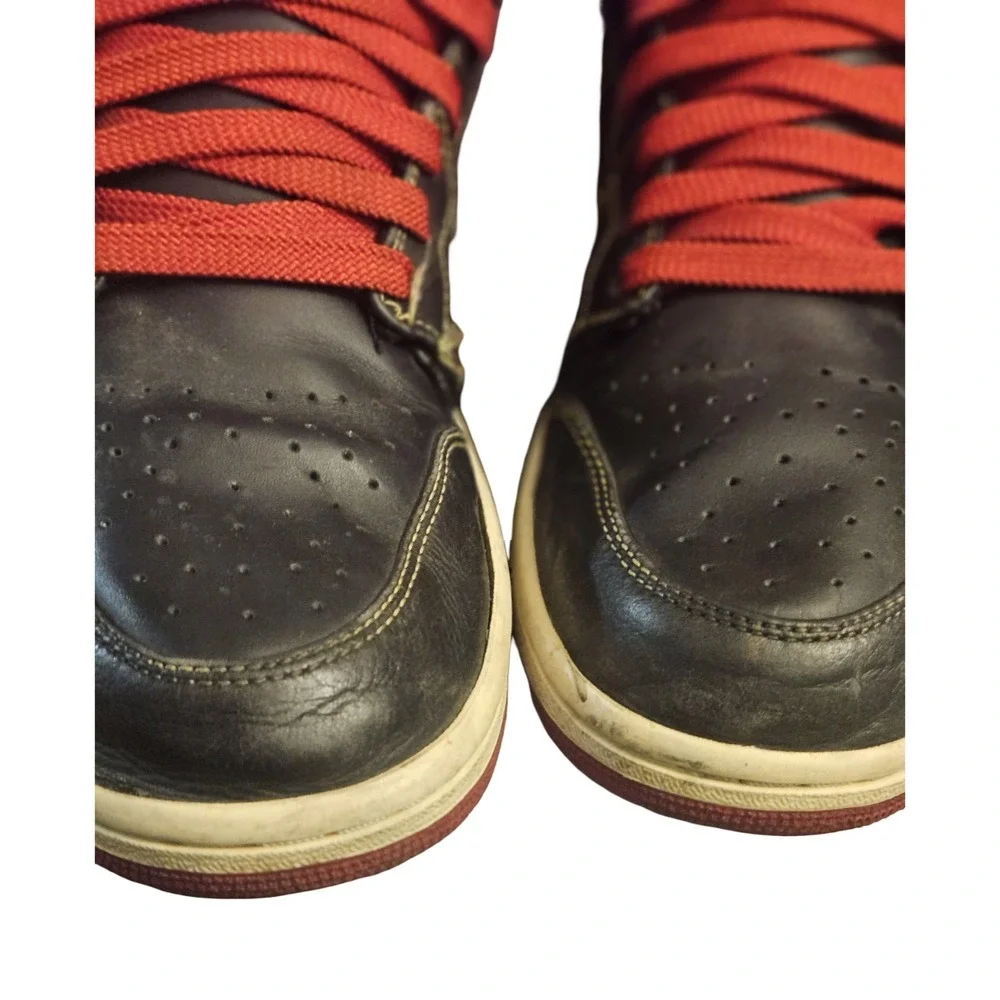 Nike Air Jordan 1 Retro Alpha Black Red Chenille Swoosh 375173-062 Mens Size 14